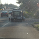 The Moke on a dolly, heading to the museum